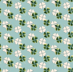 Seamless clovers pattern, floral print. 