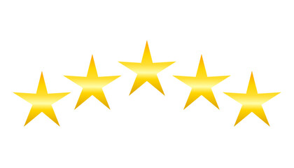 Five yellow stars. Vector illustration on a white background.
