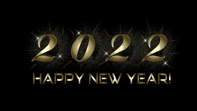 2022 Happy New Year bling bling gold banner background irepresenting luxury festive elegance and happiness vector image golden template on black background