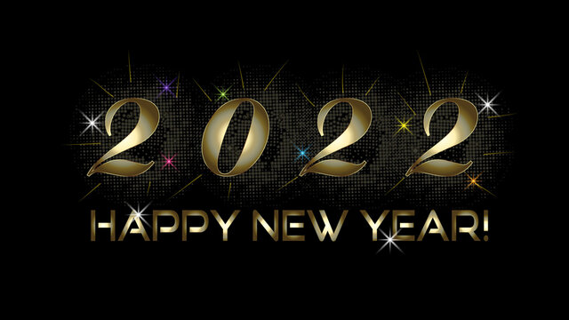2022 Happy New Year bling bling gold banner background irepresenting luxury festive elegance and happiness vector image golden template on black background