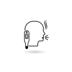 Sick man with shadow icon isolated on white background