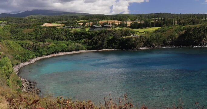 Stationary locked off motion view of the spectacular Honolulu Bay, Know for perhaps the best snorkelling and good surfing. Snorkelling is the biggest drawcard,  Maui, Hawaii, USA