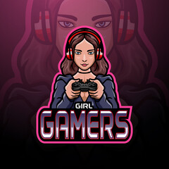 Girl gamers esport logo mascot design © idesign2000