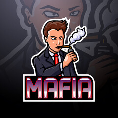 Naklejka premium Mafia esport logo mascot design