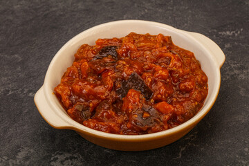 Eggplant saute with tomato and herbs