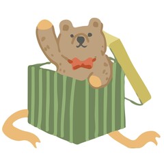 クリスマスプレゼントのテディベアのイラスト