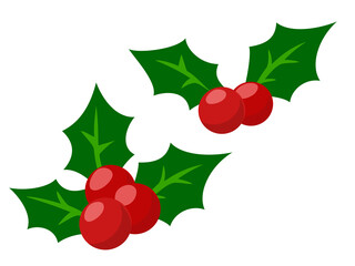 クリスマス装飾　ヒイラギ　クリスマス素材のアイコン/ベクター画像