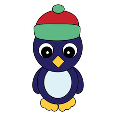 Illustration of Penguin Isolated on White Background.