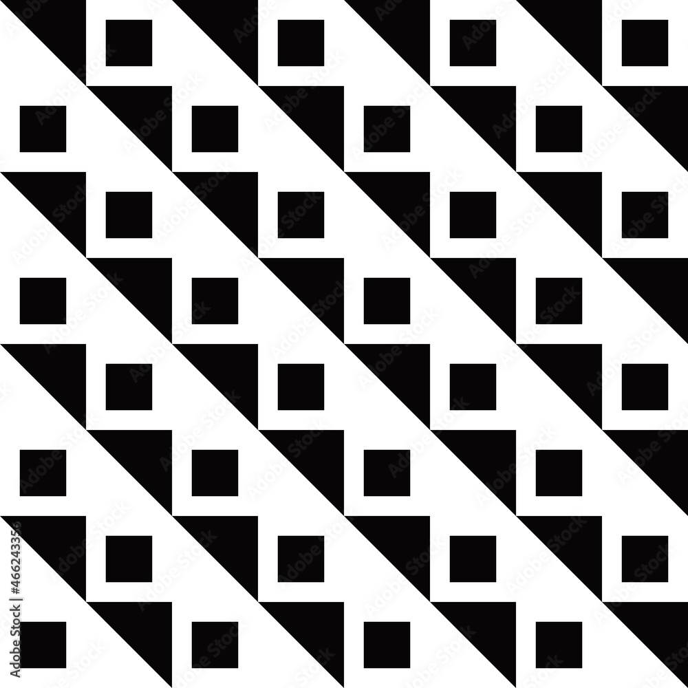 Poster Ladder of triangles and squares. Black color of forms and white background.