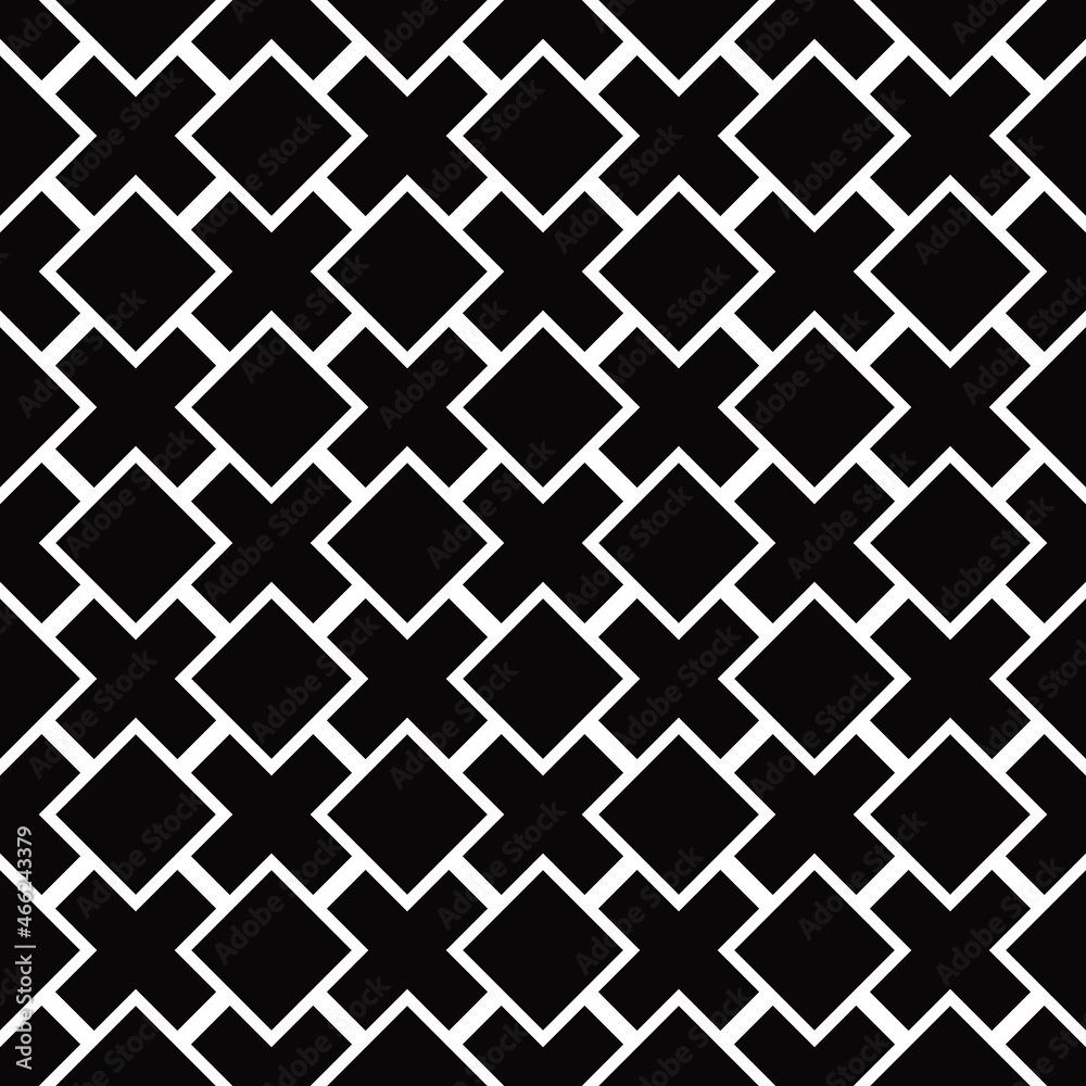 Poster black diamonds and crosses are pressed together and alternate. seamless black vector.
