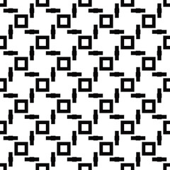 Sticks and empty squares in black. Vector with simple shapes, decorative seamless pattern.