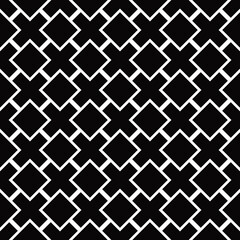 Black diamonds and crosses are pressed together and alternate. Seamless black vector.