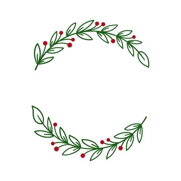 Christmas wreath with winter floral elements.