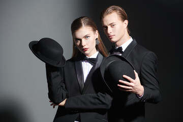 stylish girl and man