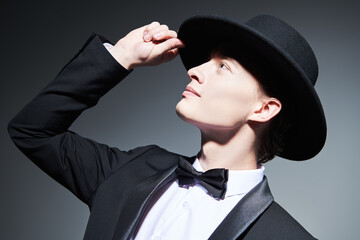 celebrity in black tuxedo