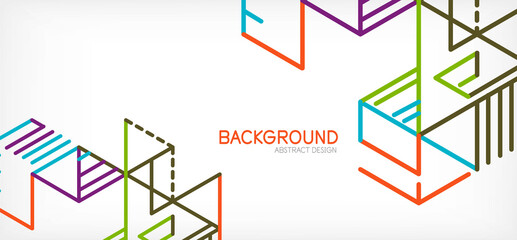 Abstract background. Color lines on white background. Linear abstract composition. Techno or business concept for wallpaper, banner, background, landing page