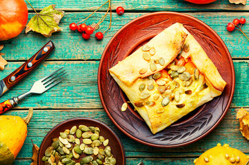 Sweet pumpkin baked,seasonal food