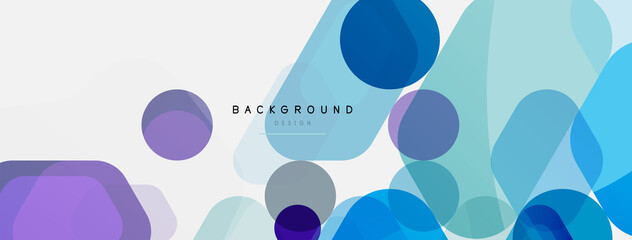 Color bubbles and rounded geometric shapes on white. Vector geometric minimal abstract background for wallpaper, banner, background, landing page