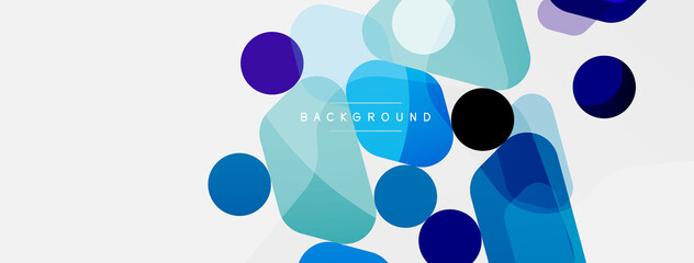 Abstract round geometric shapes and circles background. Trendy techno business template for wallpaper, banner, background or landing