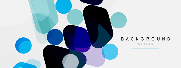 Abstract round geometric shapes and circles background. Trendy techno business template for wallpaper, banner, background or landing