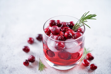 Cranberry rosemary gin in glass