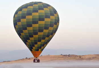 Fototapeta na wymiar Pamukkale, Denizli, Turkey. 09.19.2021. Air balloon.Hot air balloon flight over Pamukkale.
