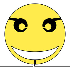Flat continuous line art happy Emoticon concept