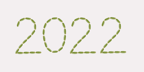 Happy new 2022 year text design made of branches