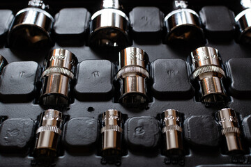 Steel tool kit, black background