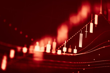 Candlestick chart in financial stock market on digital number background. Forex trading graphic design and Stock market trading trend as concept.	
