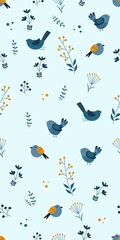 Seamless pattern with birds