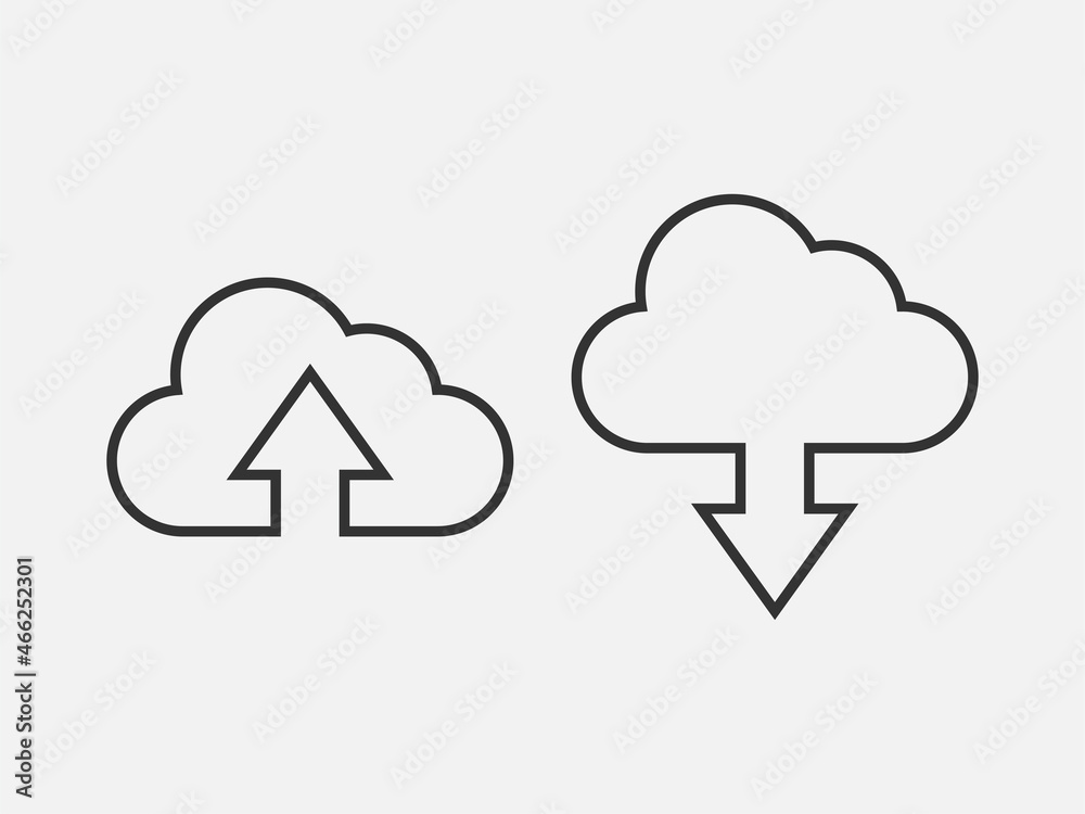 Poster technology icon vector cloud computing connection. big data global server. line design symbol.