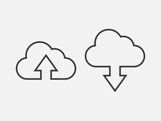 Technology icon vector cloud computing connection. Big data global server. Line design symbol.