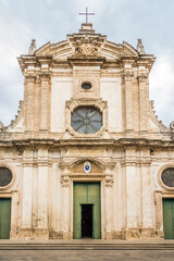 Fototapeta na wymiar View at the Fascade of Cathedral of Santa Maria Assunta in the streets of Nardo - Italy