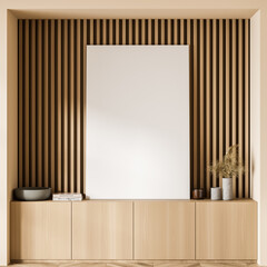 Wood sideboard with standing canvas