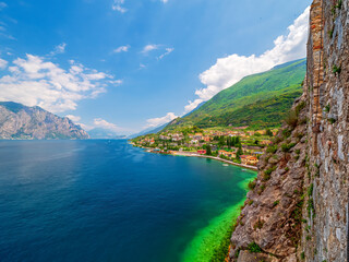 Obraz premium View from Malcesine Castle to the Lago di Garda in Summer