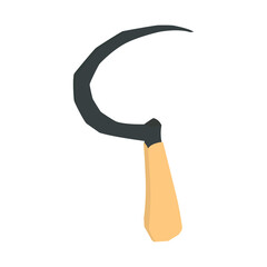 sickle isolated on white background. sickle with wooden handle. Tools symbol.
