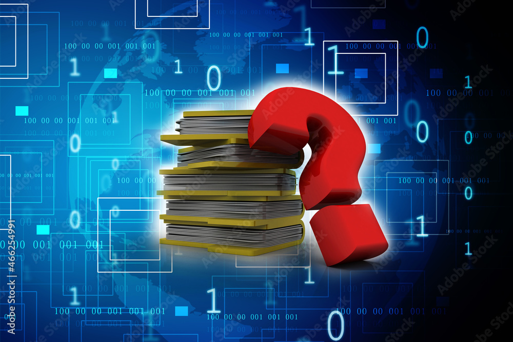 Poster 3d rendering file folder with question symbol