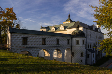Fototapeta na wymiar Renaissance castle in Pardubice, Czechia. Palace façades decorated with sgraffito ornamentation.