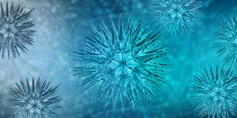 3d rendering Virus bacteria cells background

