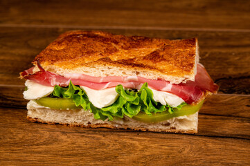 stuffed focaccia with cold cuts and vegetables