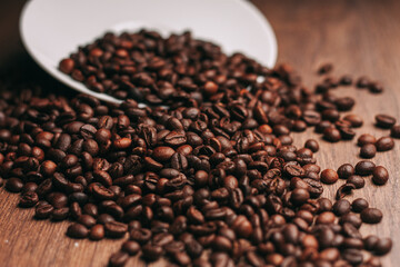 Fototapeta premium natural coffee brown mocha beans close-up food