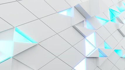 triangle pattern on white background,science and technology concept,neon light,3d rendering