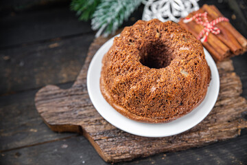 christmas cake sweet homemade cakes dessert new year chocolate sponge cake food background rustic top view copy space