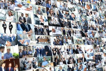 Obraz premium Many lot of multicultural different business collage made of some pictures