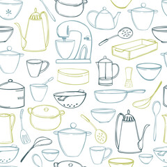 Vector  pattern with kitchenware.