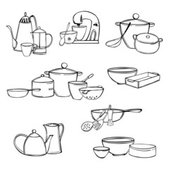 Cooking utensils. Sketch  illustration.
