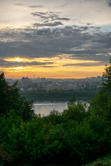 panorama of Nizhny Novgorod at sunset