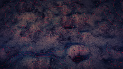 Flight over landscape with cyberspace grid 3D rendering illustration