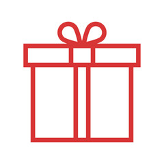 Gift vector icon. Red symbol